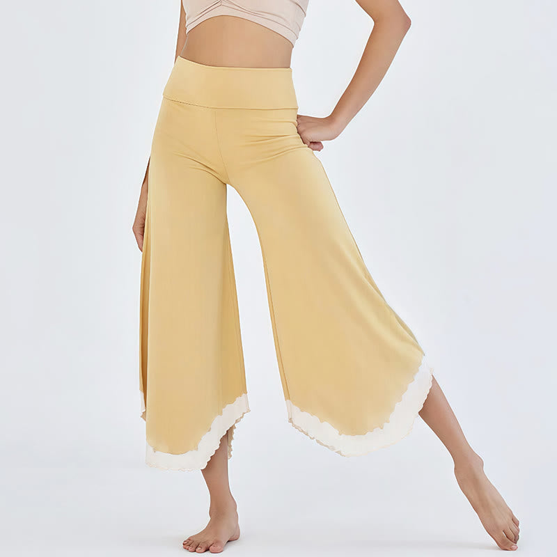 Olivenorma Flowy Cotton Flare Cropped Pants - Yellow - L - image 0