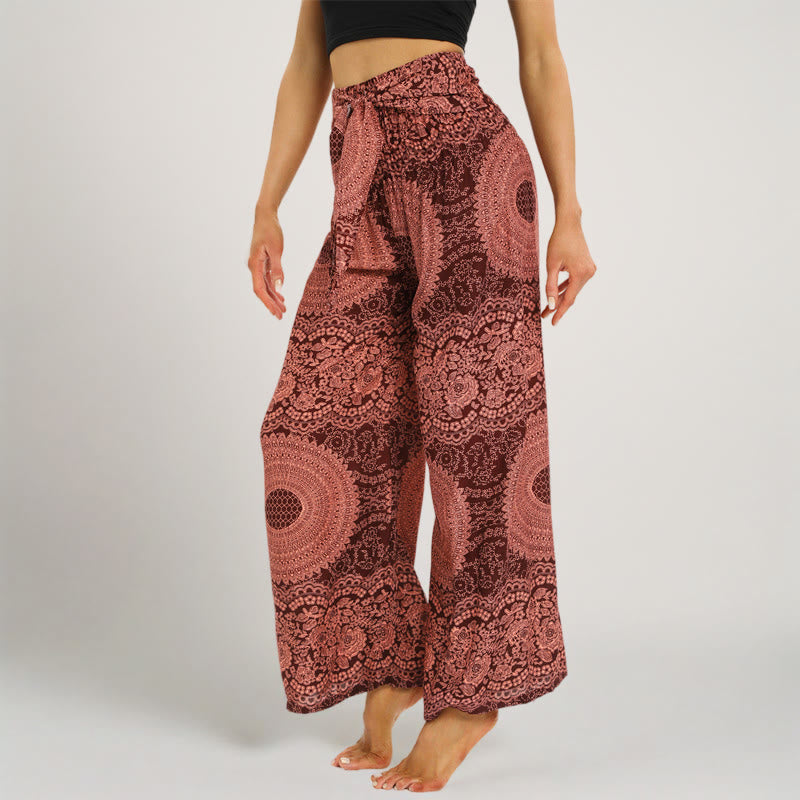 Olivenorma  Mandala Boho Wide-Leg Yoga Pants - Red - One Size Fits All - image 8