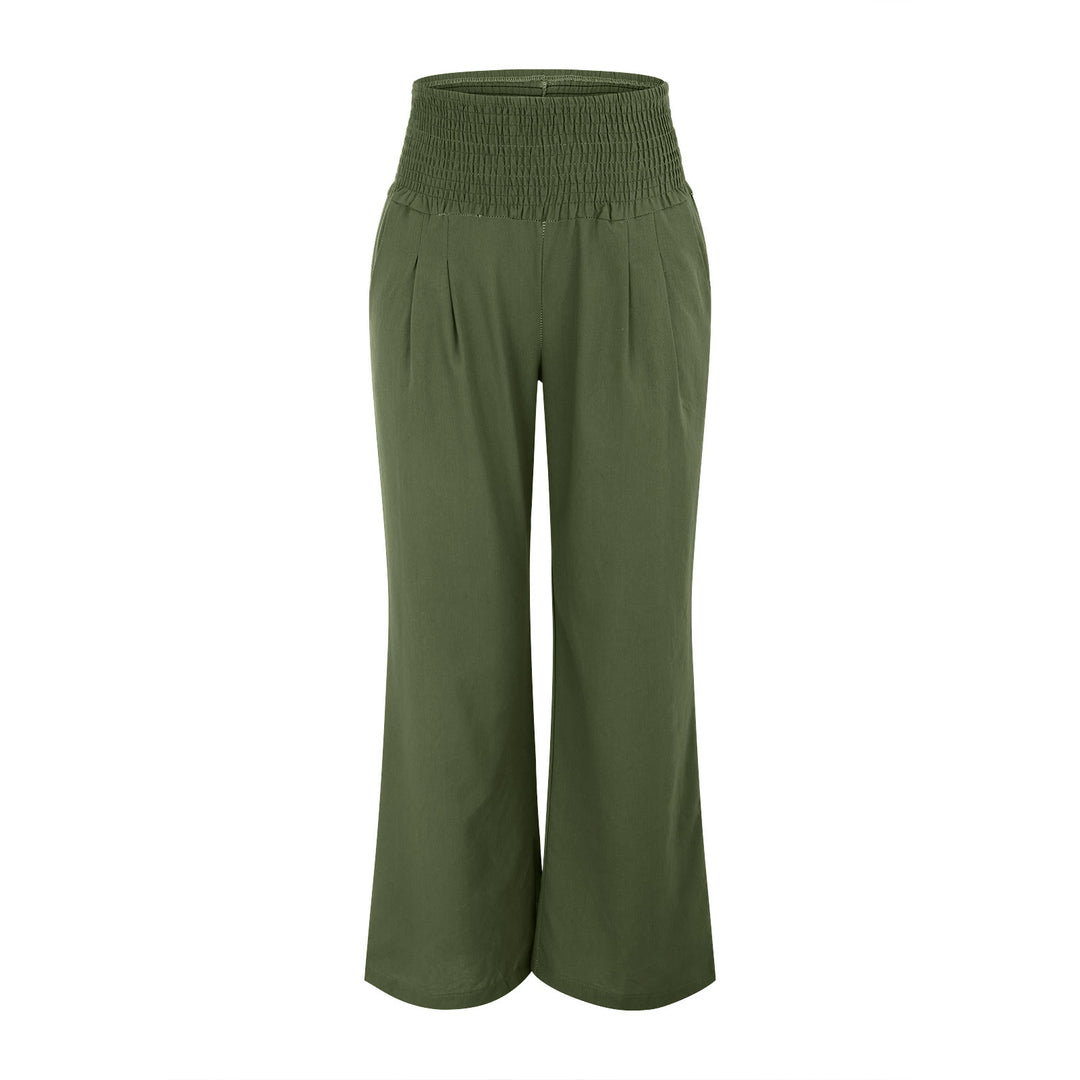 Olivenorma Plain Color Wide Leg High Waist Loose Fit Women's Lounge Pants with Pockets - image 25