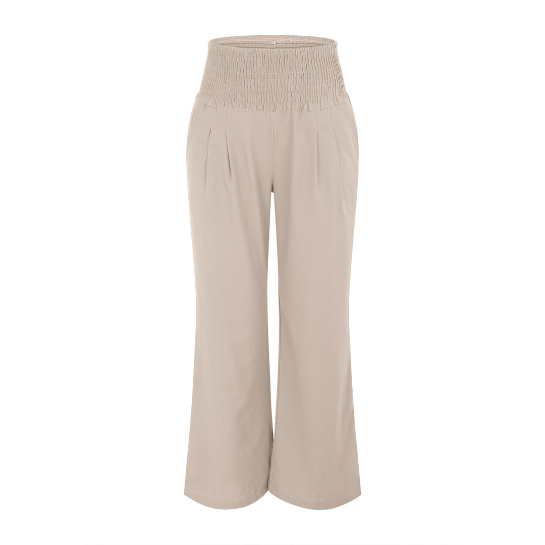 Olivenorma Plain Color Wide Leg High Waist Loose Fit Women's Lounge Pants with Pockets - image 3