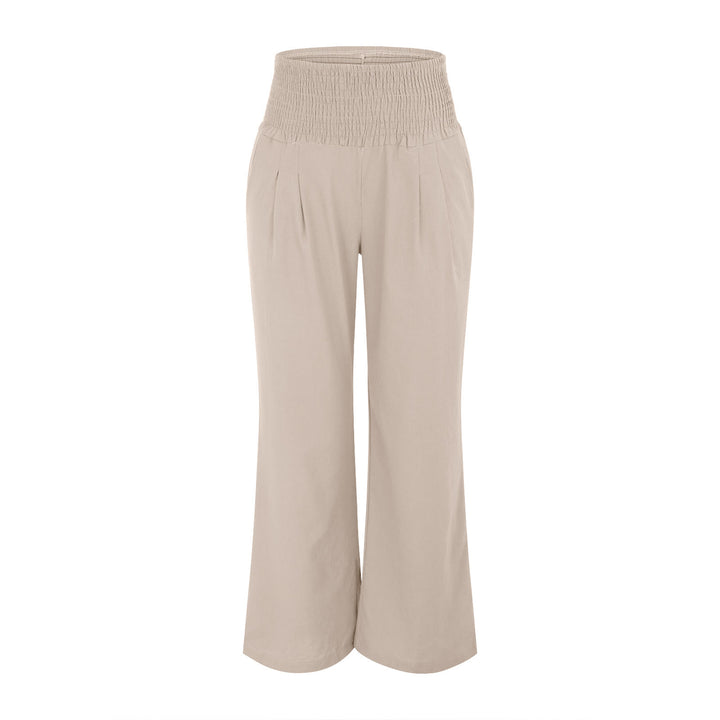 Olivenorma Plain Color Wide Leg High Waist Loose Fit Women's Lounge Pants with Pockets - image 3