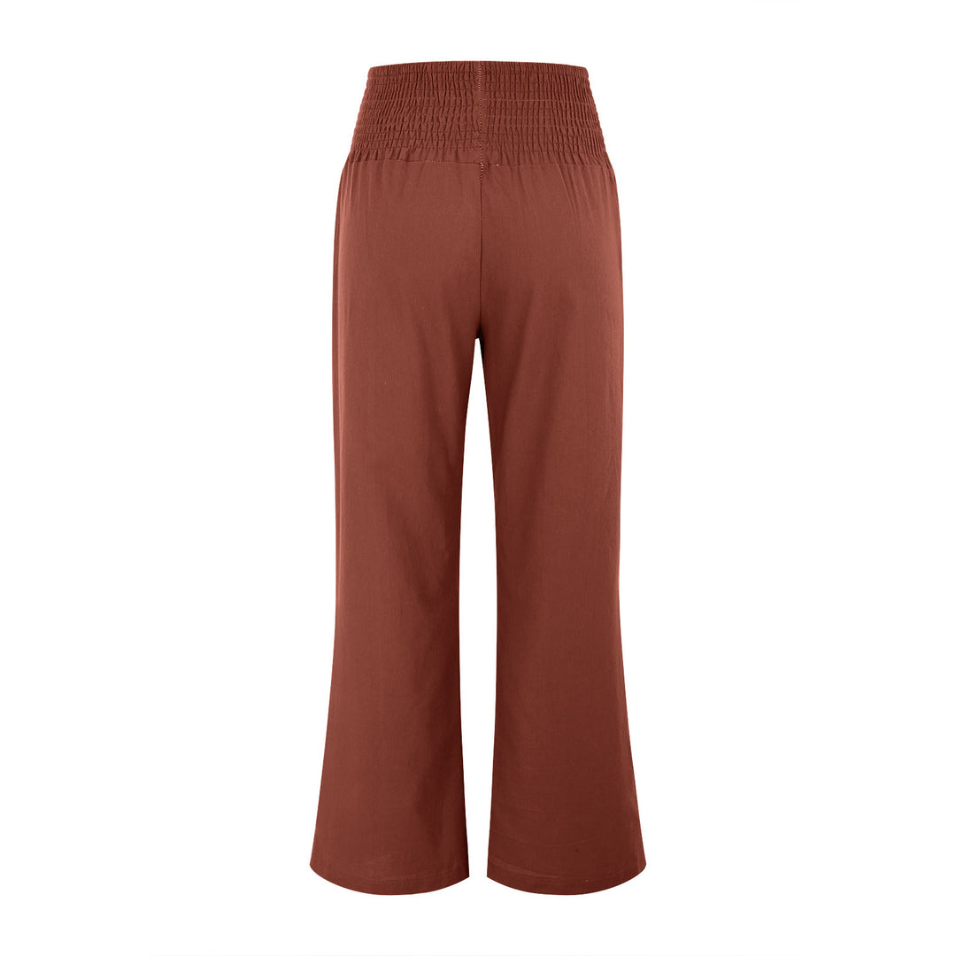 Olivenorma Plain Color Wide Leg High Waist Loose Fit Women's Lounge Pants with Pockets - image 20