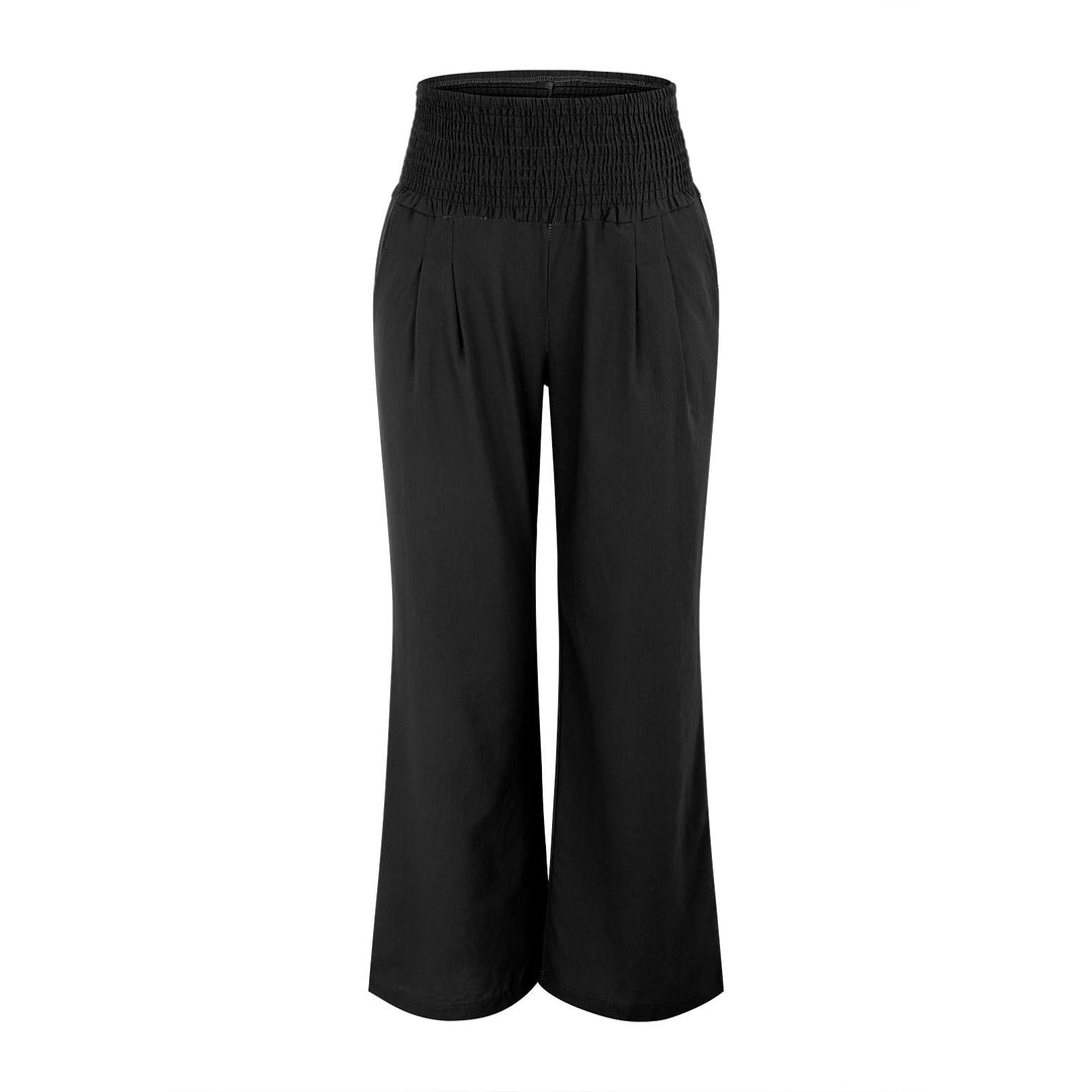 Olivenorma Plain Color Wide Leg High Waist Loose Fit Women's Lounge Pants with Pockets - image 15