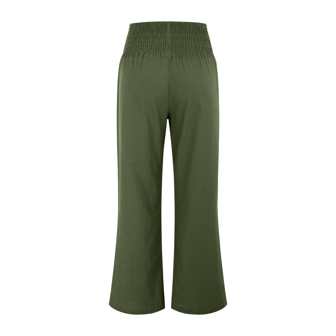 Olivenorma Plain Color Wide Leg High Waist Loose Fit Women's Lounge Pants with Pockets - image 25