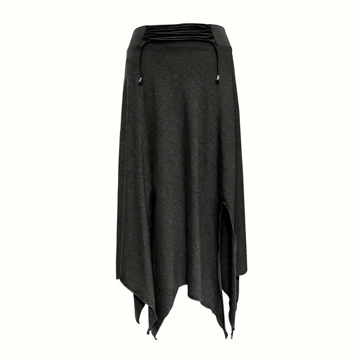 Olivenorma Boho Style Solid Drawstring Midi Split Skirt Dress - image 15