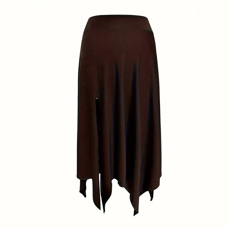 Olivenorma Boho Style Solid Drawstring Midi Split Skirt Dress - image 24