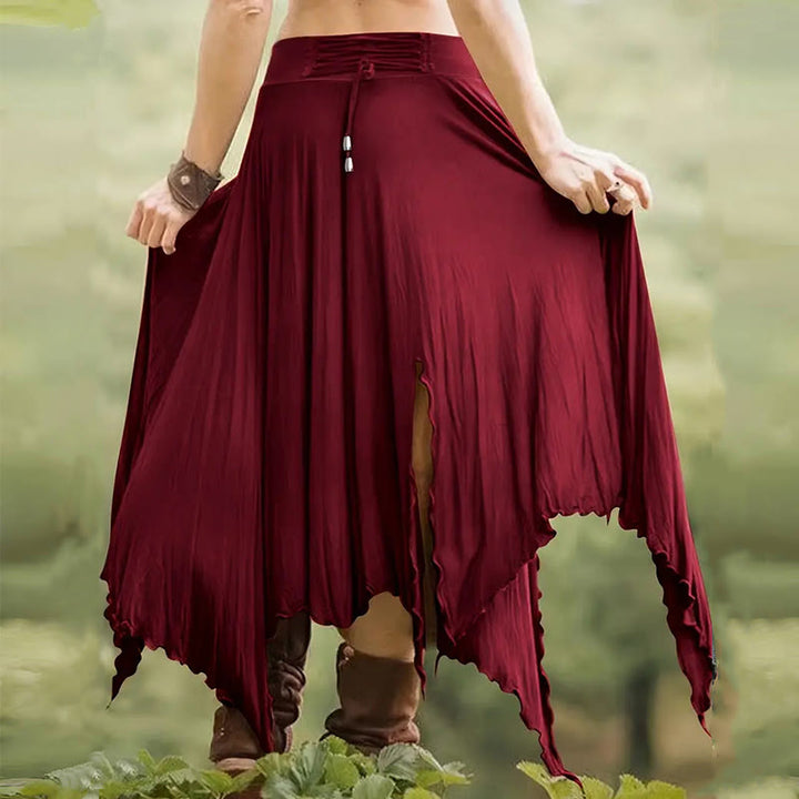 Olivenorma Boho Style Solid Drawstring Midi Split Skirt Dress - image 2