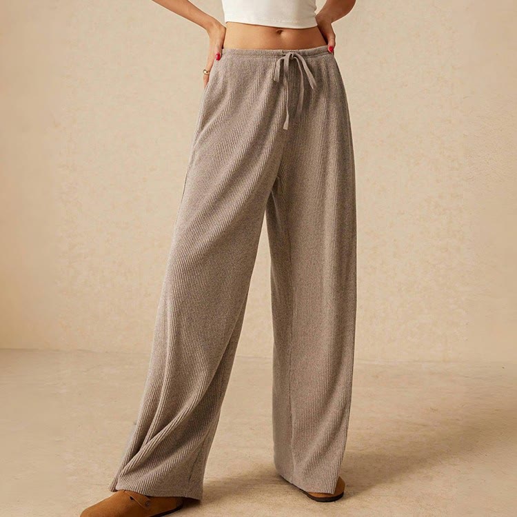 Olivenorma Plain Color Casual High Waist Pull On Elastic Women's Straight-Leg Pants - image 2