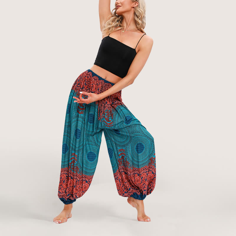 Olivenorma Vibrant Boho Mandala Women's Elastic Waist Harem Pants - image 1