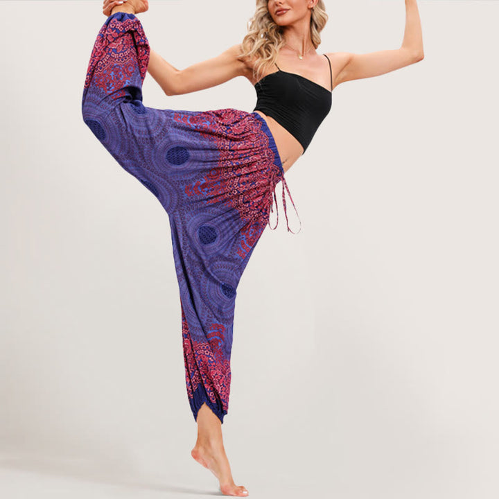 Olivenorma Vibrant Boho Mandala Women's Elastic Waist Harem Pants