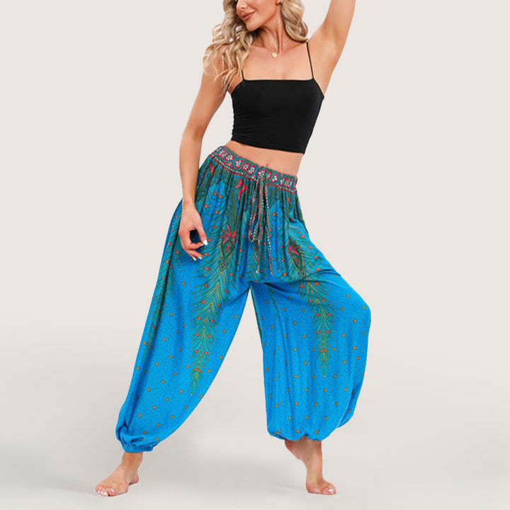 Olivenorma Celestial Print Boho Women's Elastic Waist Harem Pants