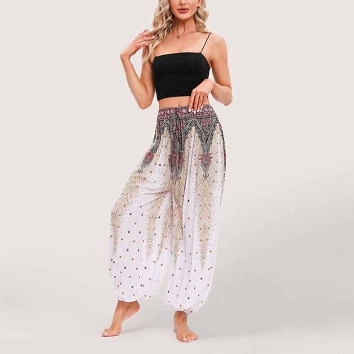 Olivenorma Celestial Print Boho Women's Elastic Waist Harem Pants