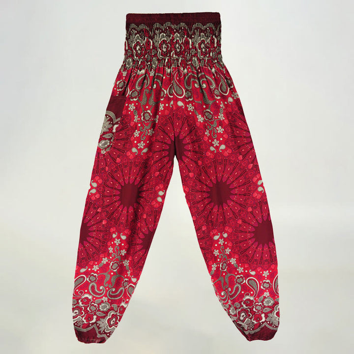 Olivenorma Mandala Snowflake Print Viscose Women's Elastic Waist Harem Pants