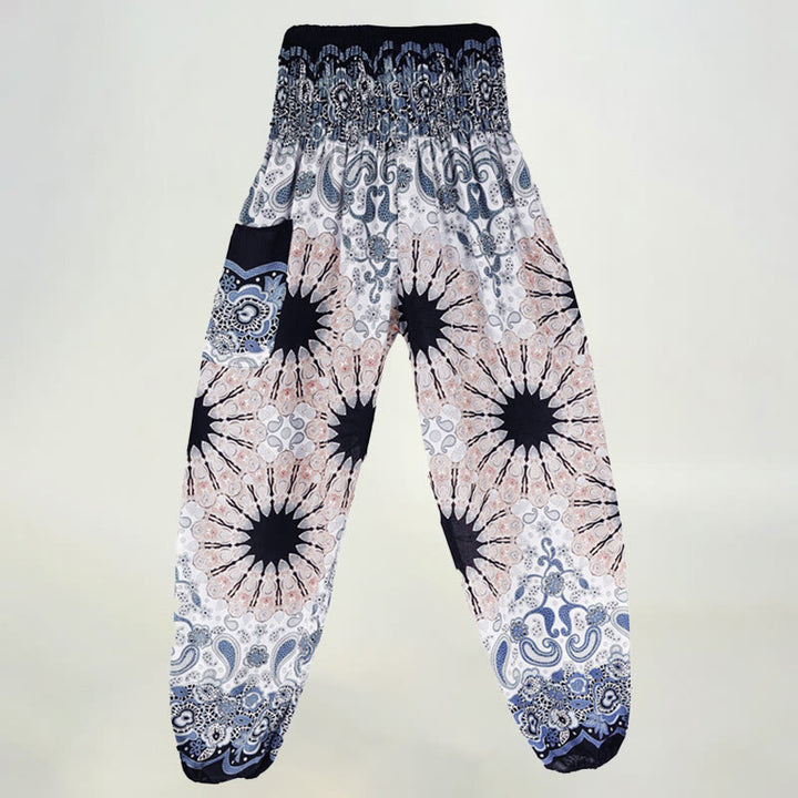 Olivenorma Mandala Snowflake Print Viscose Women's Elastic Waist Harem Pants