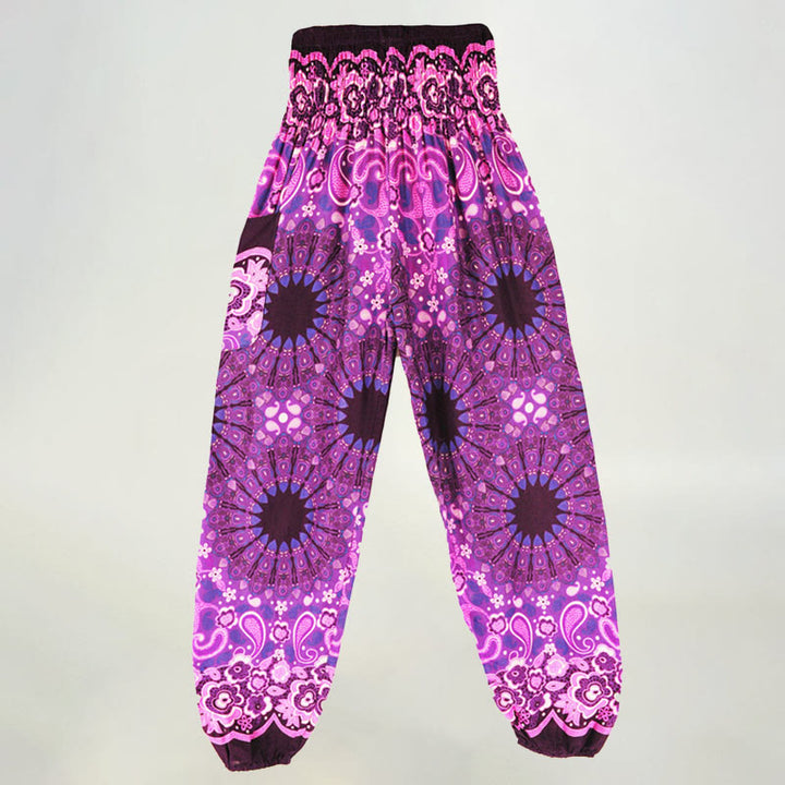 Olivenorma Mandala Snowflake Print Viscose Women's Elastic Waist Harem Pants