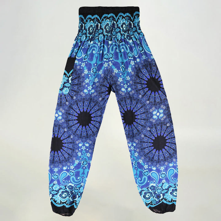 Olivenorma Mandala Snowflake Print Viscose Women's Elastic Waist Harem Pants