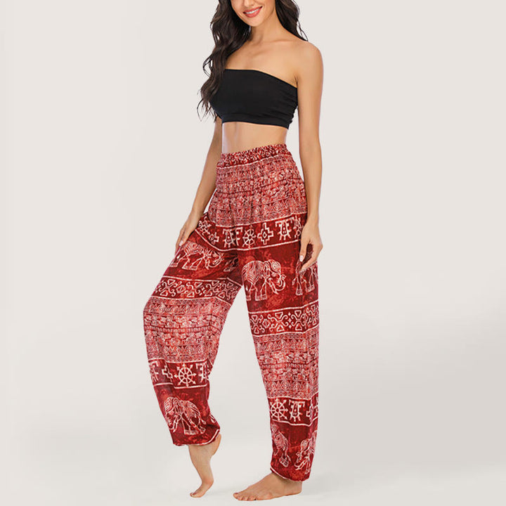 Olivenorma Elephant Yoga Pants Viscose Women's Elastic Waist Harem Pants