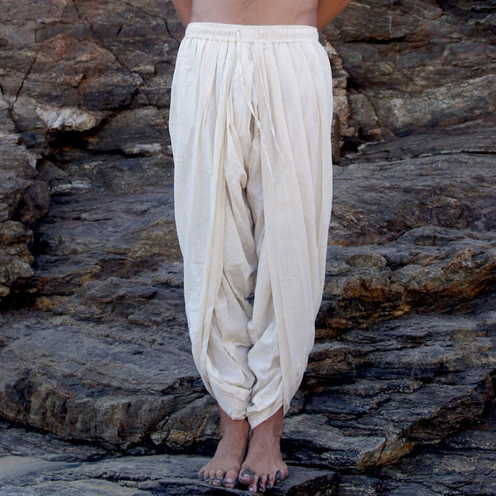 Olivenorma Plain Color Unisex Wild Drawstring Elastic Waist Pants with Pockets - image 3