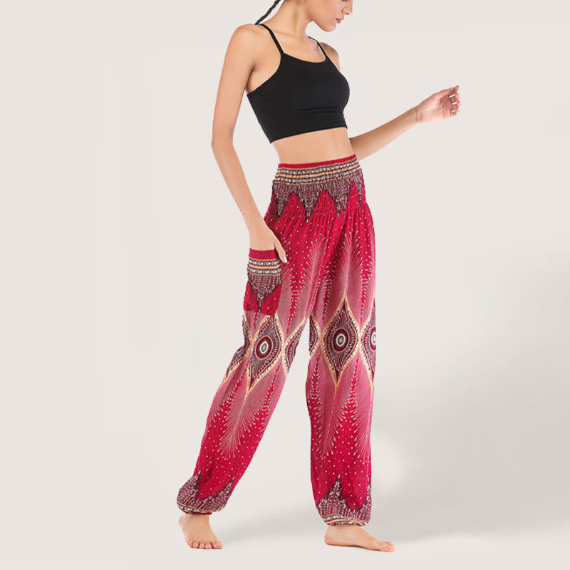Olivenorma Boho Mandala Viscose Women's Elastic Waist Harem Pants - image 21