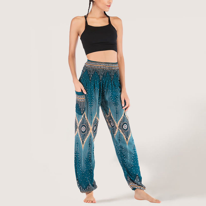 Olivenorma Boho Mandala Viscose Women's Elastic Waist Harem Pants - image 4