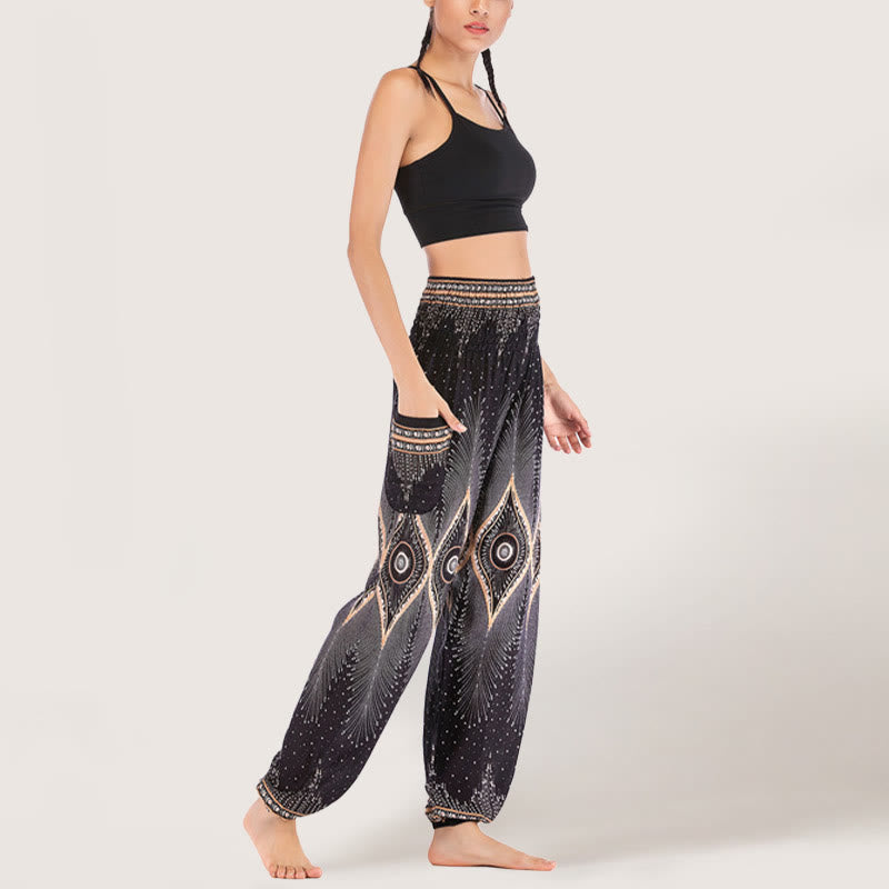 Olivenorma Boho Mandala Viscose Women's Elastic Waist Harem Pants - image 15