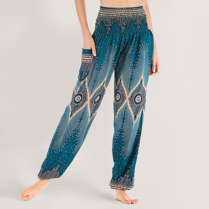 Olivenorma Boho Mandala Viscose Women's Elastic Waist Harem Pants - image 8