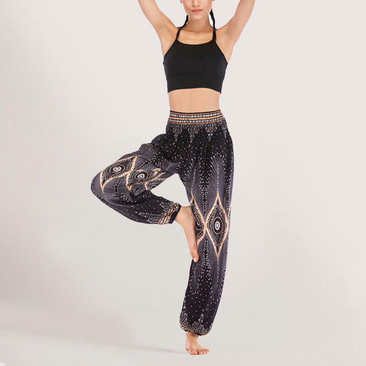 Olivenorma Boho Mandala Viscose Women's Elastic Waist Harem Pants