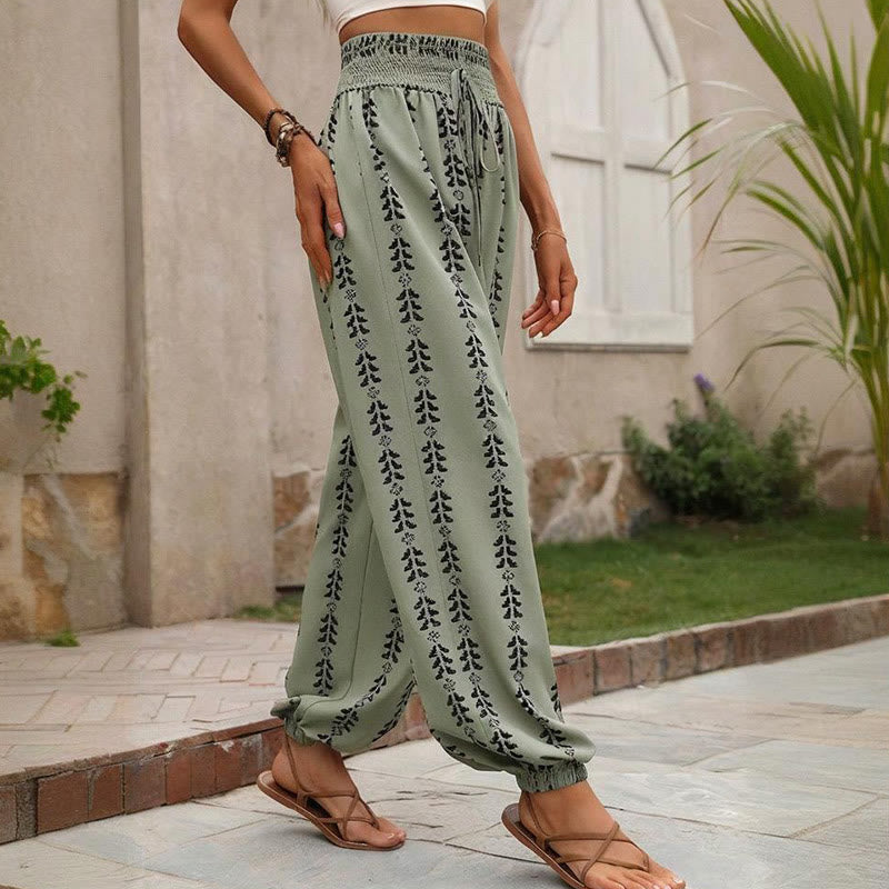 Olivenorma Flowy Print Harem Polyester Pants - image 3