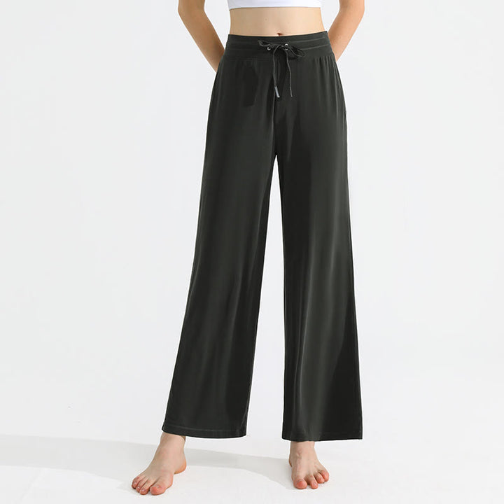 Olivenorma Plain Color Drape Straight Drawstring Women's Yoga Pants