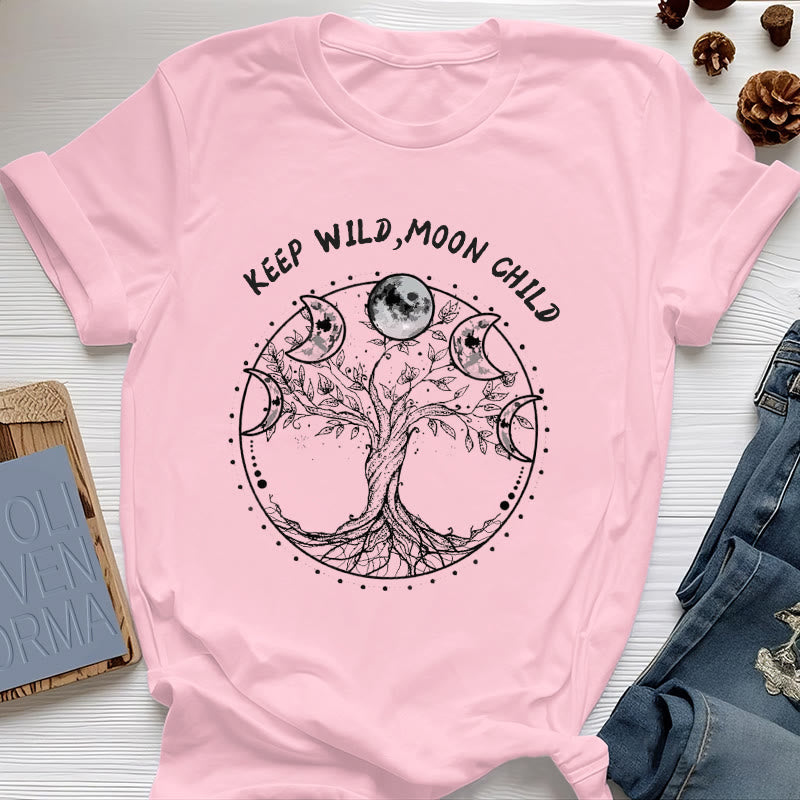 Olivenorma "KEEP WILD, MOON CHILD" Tree of Life Moon Phase T-Shirts - Pink - 2XL - image 13