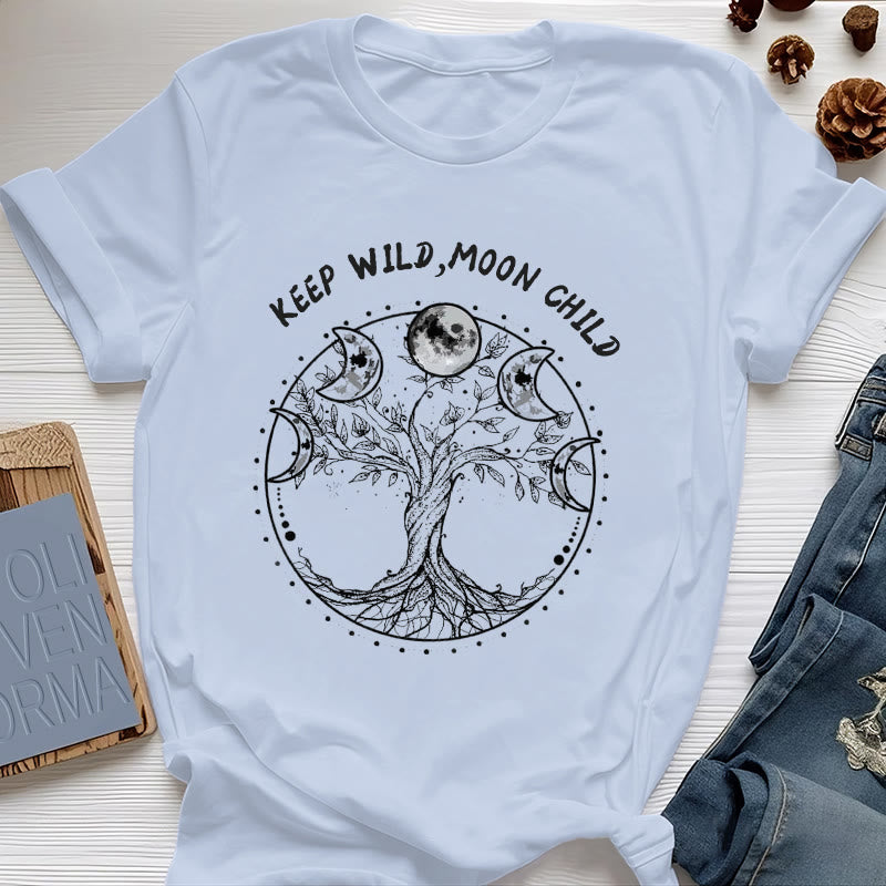Olivenorma "KEEP WILD, MOON CHILD" Tree of Life Moon Phase T-Shirts - Blue - 2XL - image 11