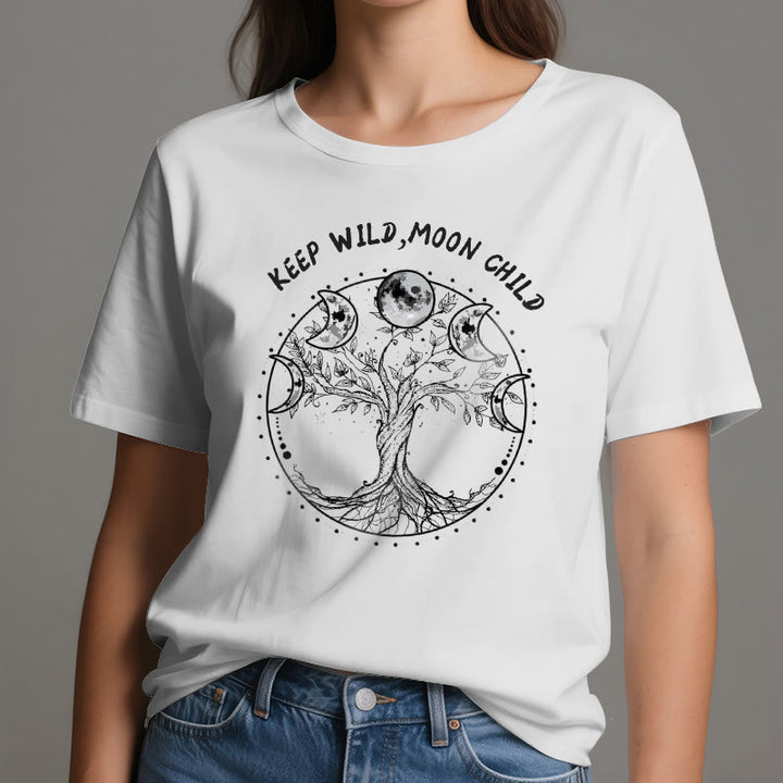 Olivenorma "KEEP WILD, MOON CHILD" Tree of Life Moon Phase T-Shirts - image 1