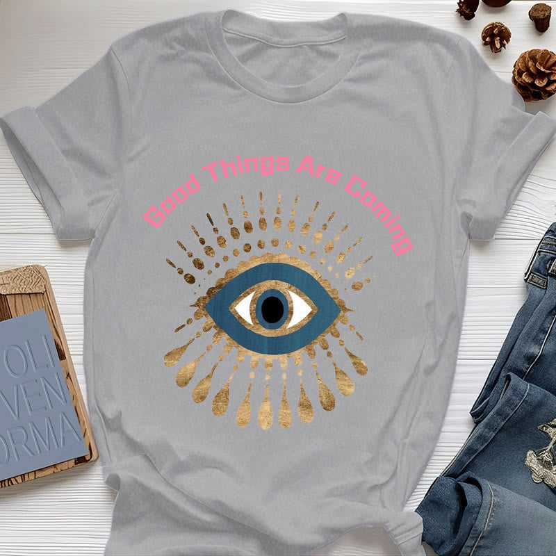 Olivenorma "GOOD THINGS ARE COMING" EVIL EYE T-Shirt - Gray - 2XL - image 9