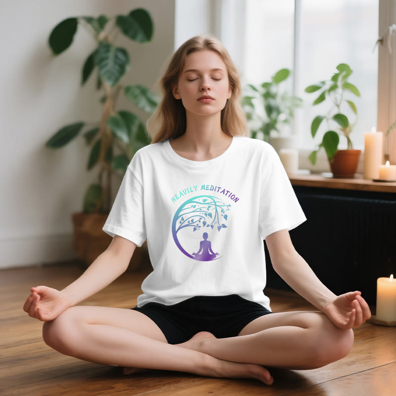 Olivenorma "HEAVILY MEDITATION" Tree of Life Yoga T-Shirt  - image 2