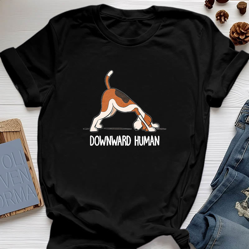 Olivenorma Downward Human Yoga T-Shirt - Black - 2XL - image 6