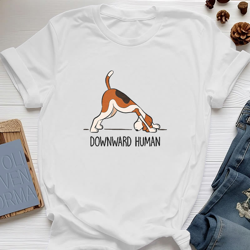 Olivenorma Downward Human Yoga T-Shirt - White - 2XL - image 4