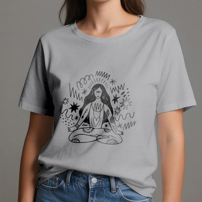 Olivenorma Graffiti Line Drawing Yoga Girl T-Shirt - image 9