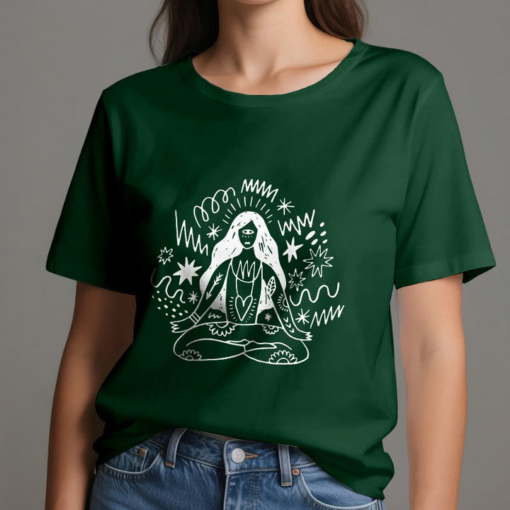 Olivenorma Graffiti Line Drawing Yoga Girl T-Shirt - image 19