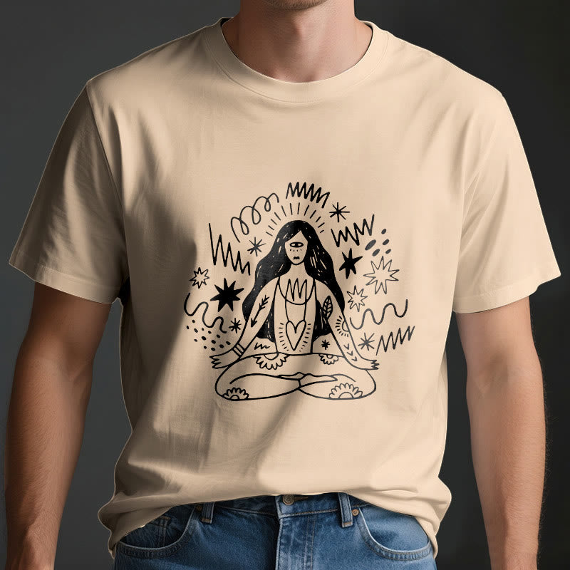 Olivenorma Graffiti Line Drawing Yoga Girl T-Shirt - image 3