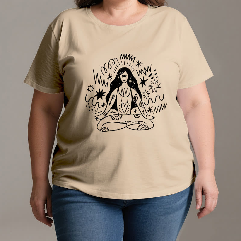 Olivenorma Graffiti Line Drawing Yoga Girl T-Shirt - image 2