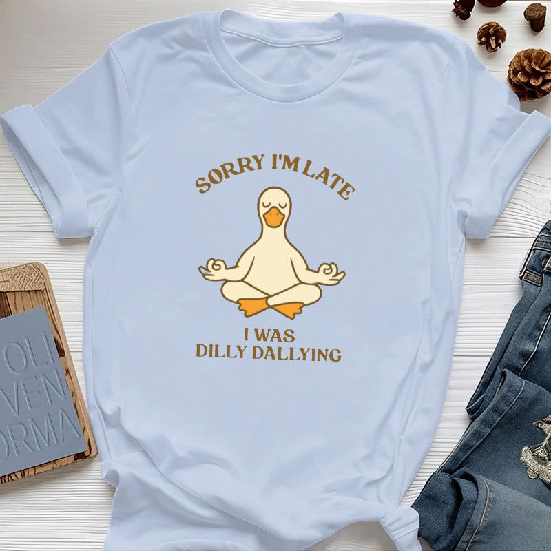 Olivenorma Sorry I'm Late I Was Dilly Dallying T-Shirt - Blue - Meditating Duck - 2XL - image 22