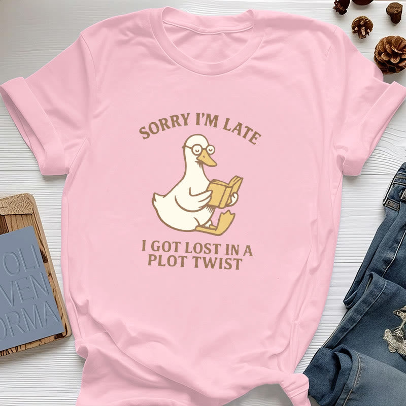 Olivenorma Sorry I'm Late I Was Dilly Dallying T-Shirt - Pink - Reading Duck - 2XL - image 30