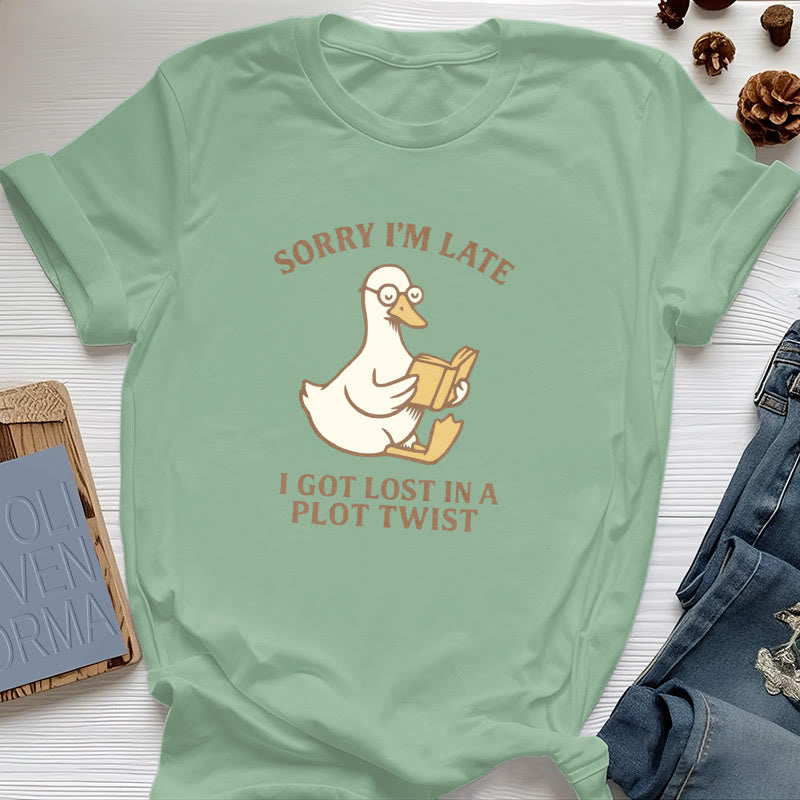 Olivenorma Sorry I'm Late I Was Dilly Dallying T-Shirt - Light Green - Reading Duck - 2XL - image 40