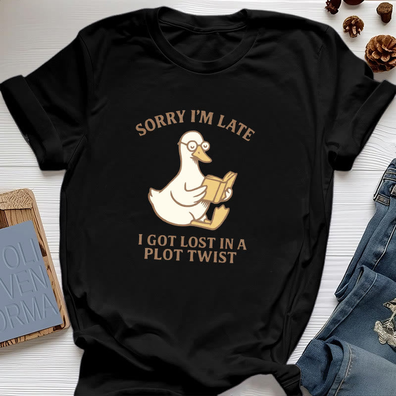 Olivenorma Sorry I'm Late I Was Dilly Dallying T-Shirt - Black - Reading Duck - 2XL - image 10