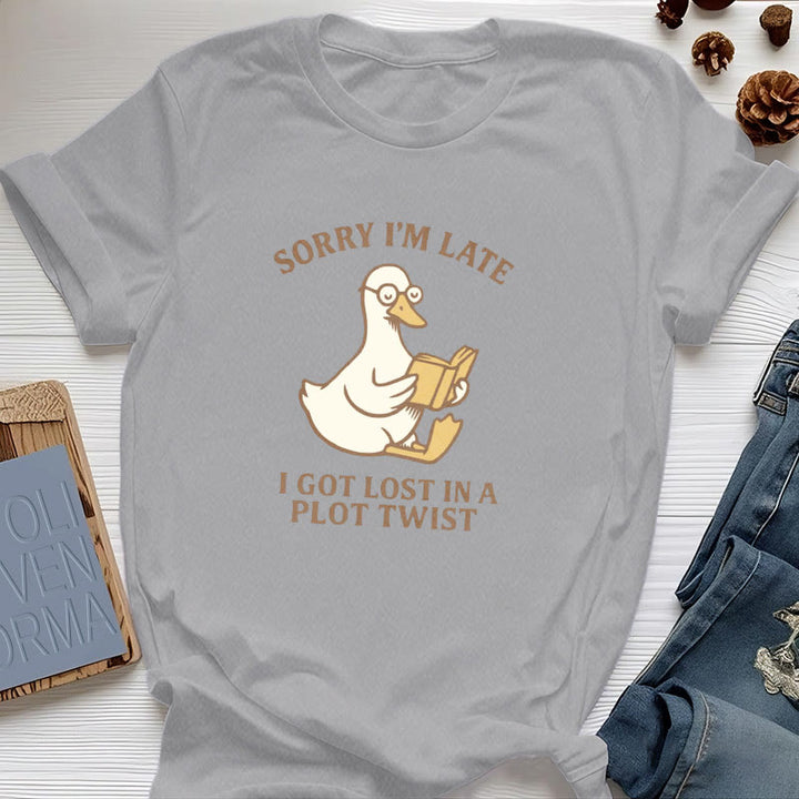Olivenorma Sorry I'm Late I Was Dilly Dallying T-Shirt - Gray - Reading Duck - 2XL - image 15