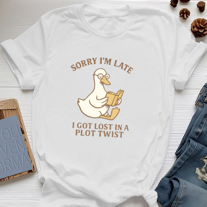 Olivenorma Sorry I'm Late I Was Dilly Dallying T-Shirt - White - Reading Duck - 2XL - image 5