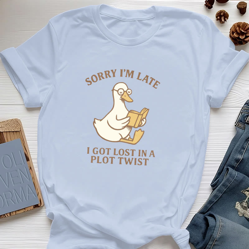 Olivenorma Sorry I'm Late I Was Dilly Dallying T-Shirt - Blue - Reading Duck - 2XL - image 25