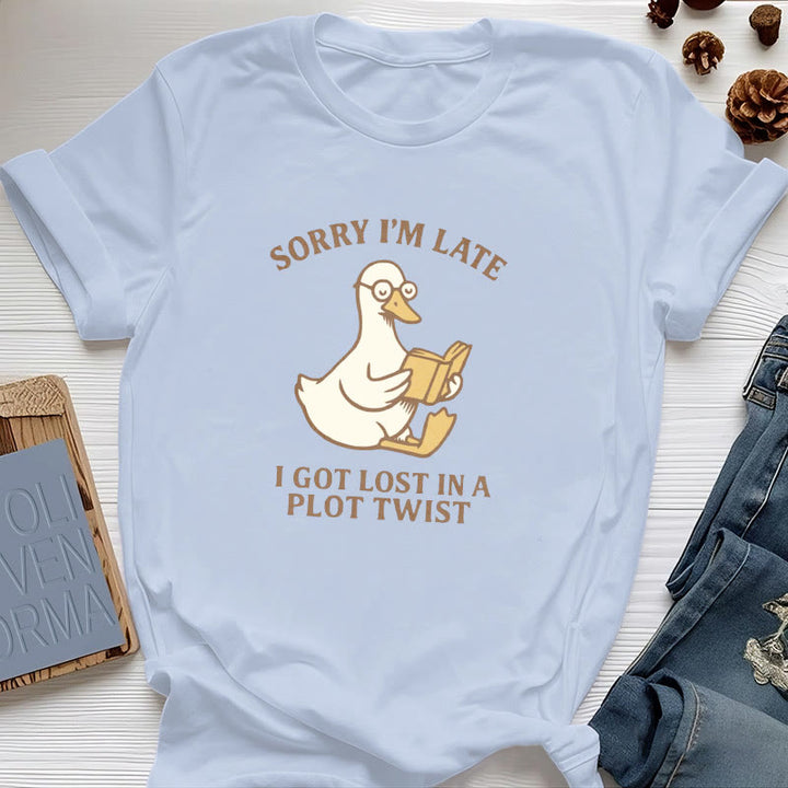 Olivenorma Sorry I'm Late I Was Dilly Dallying T-Shirt - Blue - Reading Duck - 2XL - image 25