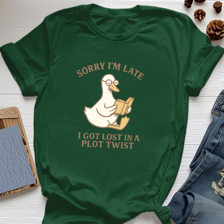 Olivenorma Sorry I'm Late I Was Dilly Dallying T-Shirt - Dark Green - Reading Duck - 2XL - image 45