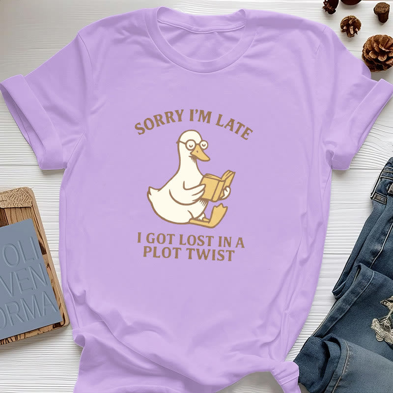 Olivenorma Sorry I'm Late I Was Dilly Dallying T-Shirt - Purple - Reading Duck - 2XL - image 35